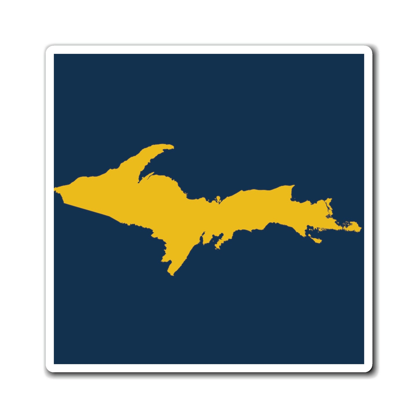 Michigan Upper Peninsula Square Magnet (Navy w/ Gold UP Outline)