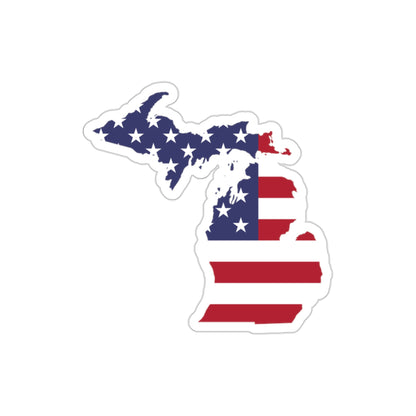 Michigan Die Cut Stickers (w/ MI USA Flag Outline) | Indoor/Outdoor