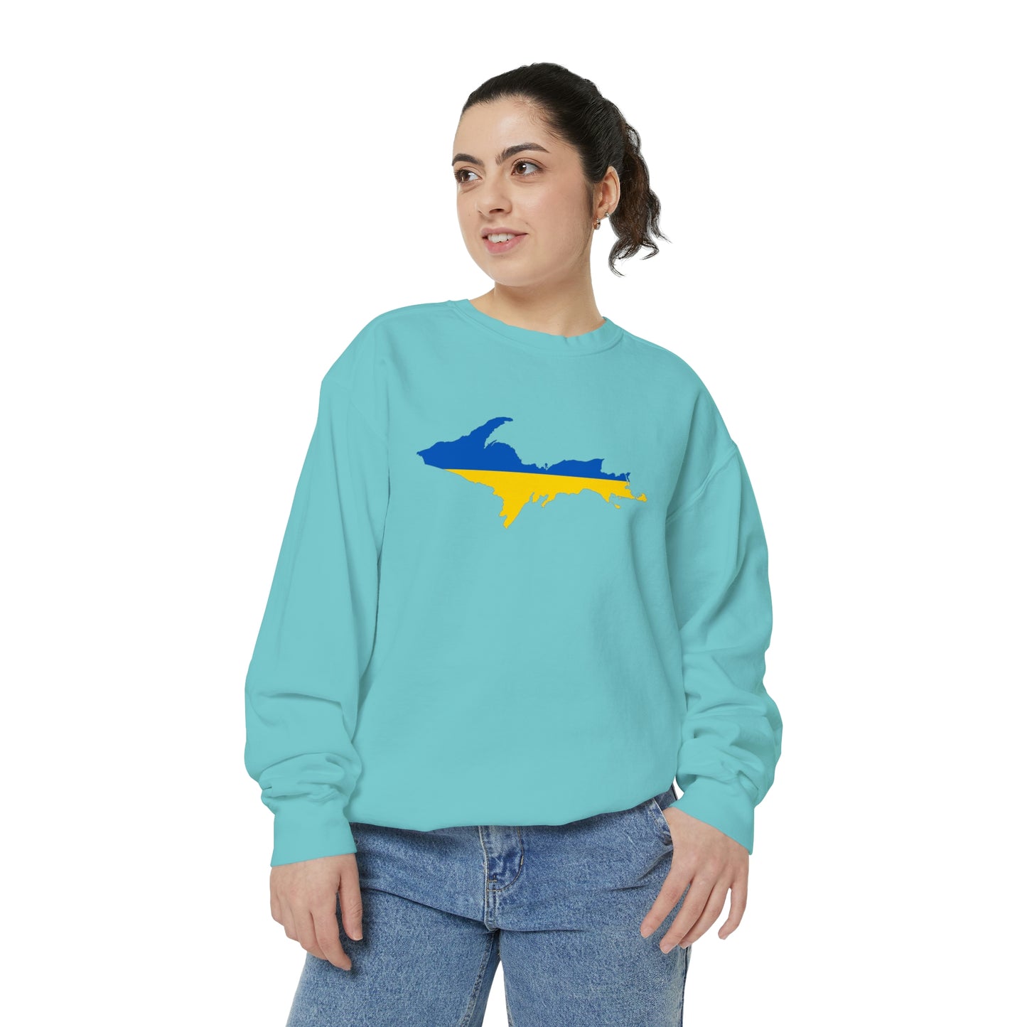 Michigan Upper Peninsula Sweatshirt (w/ UP Ukraine Outline) | Unisex Garment Dyed