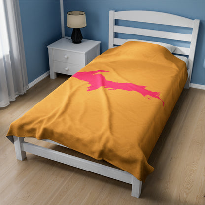 Michigan Upper Peninsula Plush Blanket (w/ Pink UP Outline) | Citrine