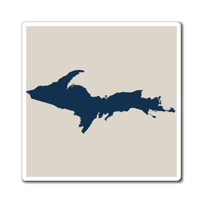 Michigan Upper Peninsula Square Magnet (Canvas Color w/ Navy UP Outline)