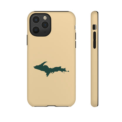 Michigan Upper Peninsula Tough Phone Case (Maple Color w/ Green UP Outline) | Apple iPhone