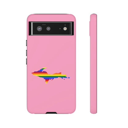 Michigan Upper Peninsula Tough Phone Case ('67 Caddie Pink w/ UP Pride Flag Outline) | Samsung & Pixel Android