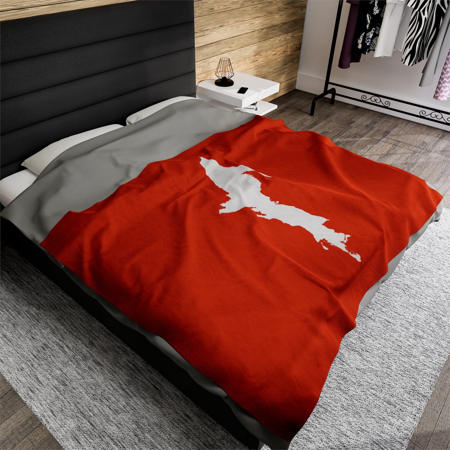 Michigan Upper Peninsula Plush Blanket (w/ UP Outline) | Maple Leaf Orange