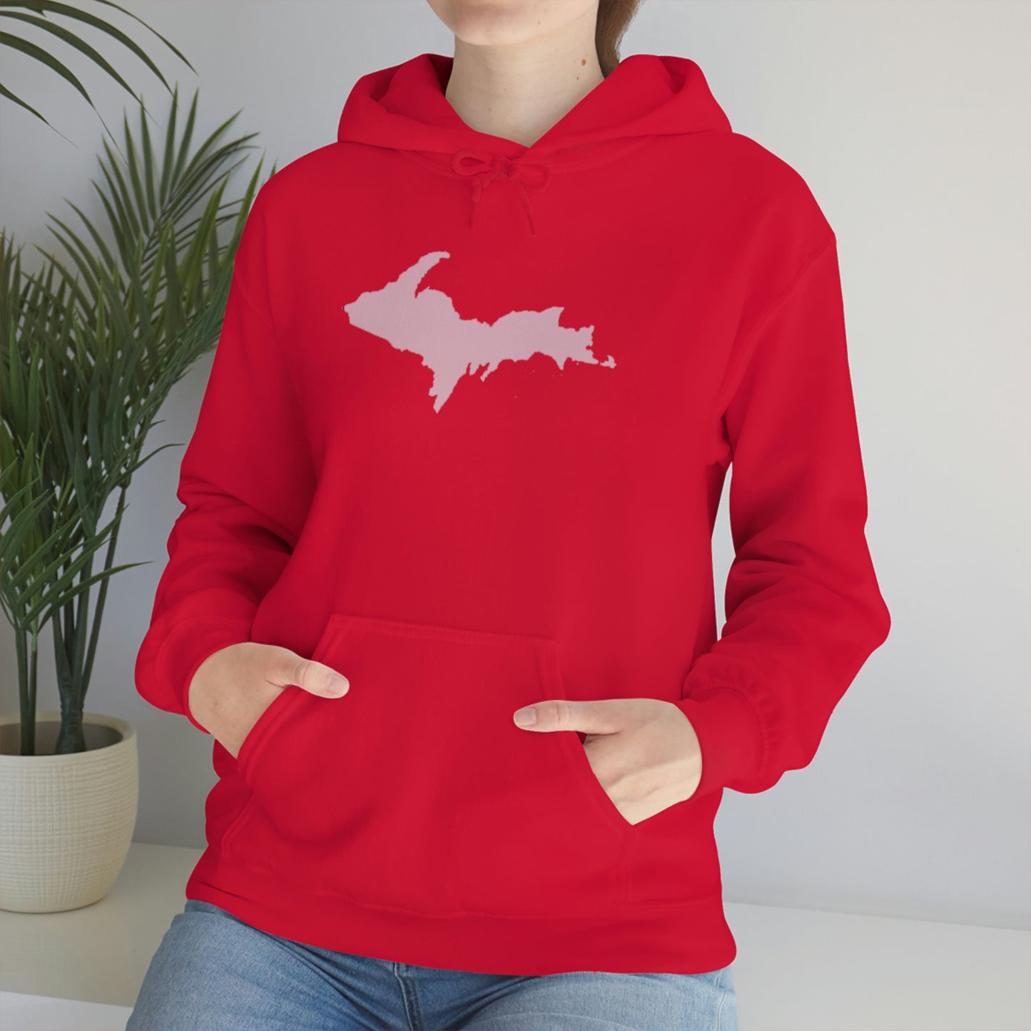 Michigan Upper Peninsula Hoodie (w/ Pink U.P. Outline) | Unisex Standard