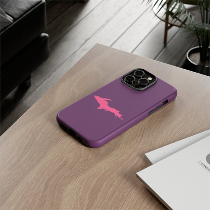 Michigan Upper Peninsula Tough Phone Case (Plum w/ Pink UP Outline) | Apple iPhone