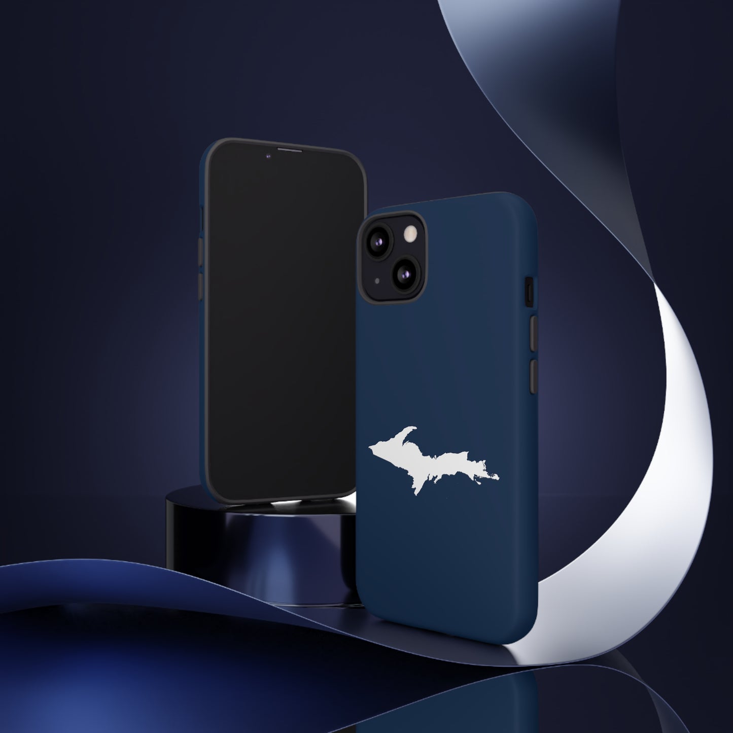 Michigan Upper Peninsula Tough Phone Case (Navy w/ UP Outline) | Apple iPhone