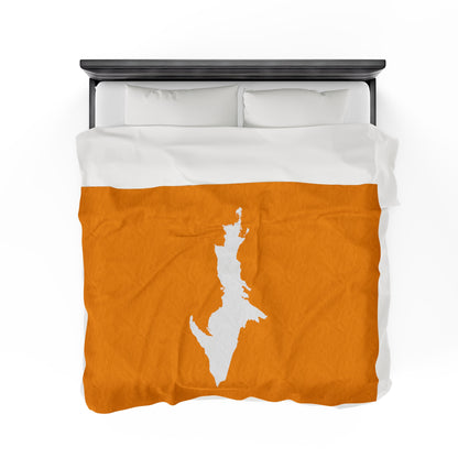 Michigan Upper Peninsula Plush Blanket (w/ UP Outline) | Birch Leaf Orange