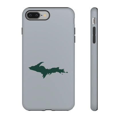 Michigan Upper Peninsula Tough Phone Case (Silver w/ Green UP Outline) | Apple iPhone