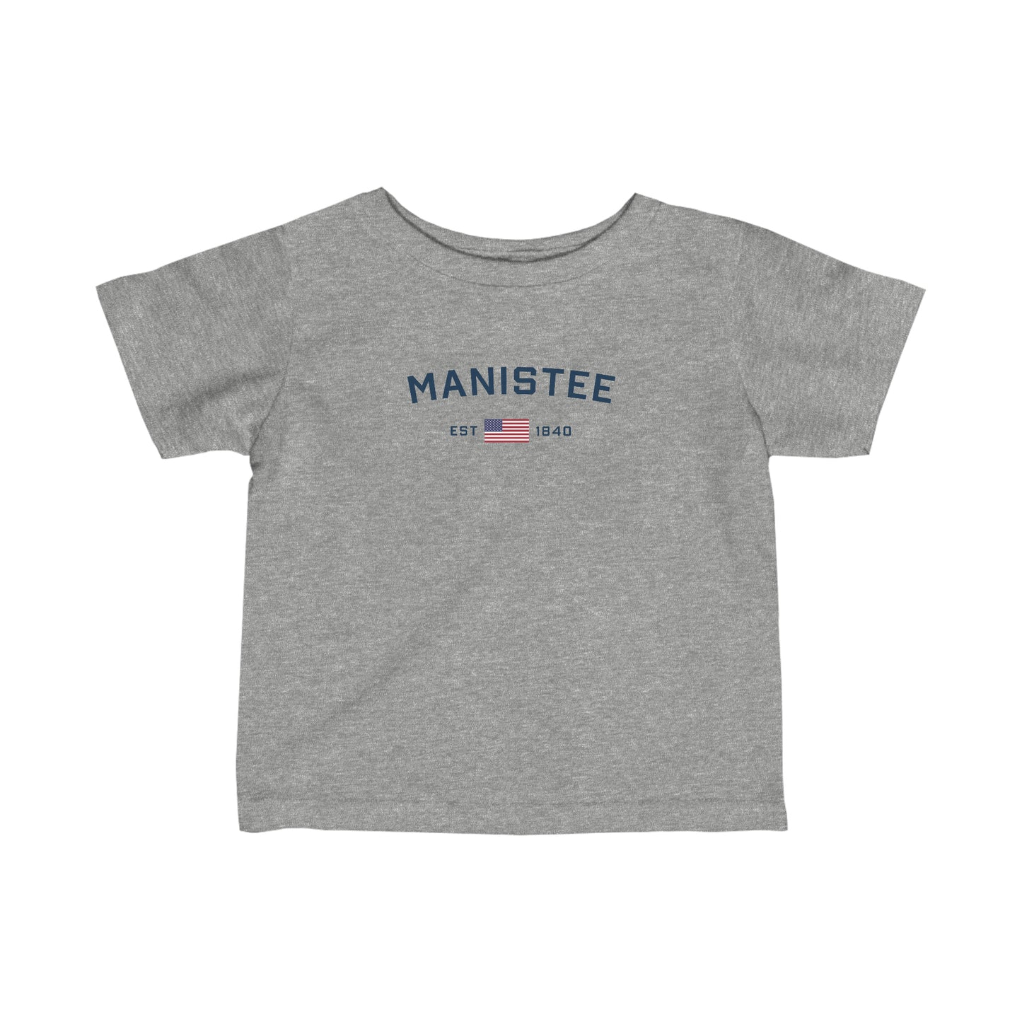 'Manistee EST 1840' T-Shirt (w/USA Flag Outline) |  Infant Short Sleeve