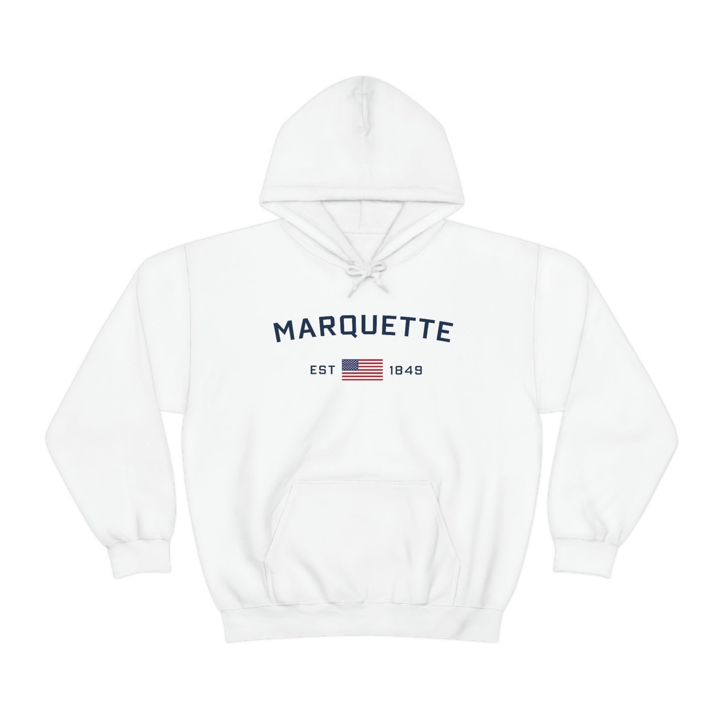 'Marquette EST 1849' Hoodie (w/USA Flag Outline) | Unisex Standard