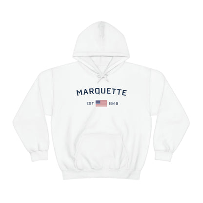 'Marquette EST 1849' Hoodie (w/USA Flag Outline) | Unisex Standard