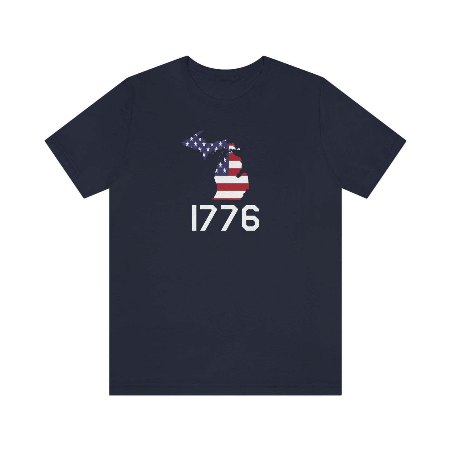 Michigan '1776' T-Shirt (USAF Stencil Font w/ MI USA Flag Outline) | Unisex Standard Fit