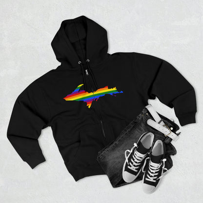 Michigan Upper Peninsula Full-Zip Hoodie (w/ UP Pride Flag Outline)