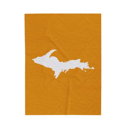 Michigan Upper Peninsula Plush Blanket (w/ UP Outline) | Gold