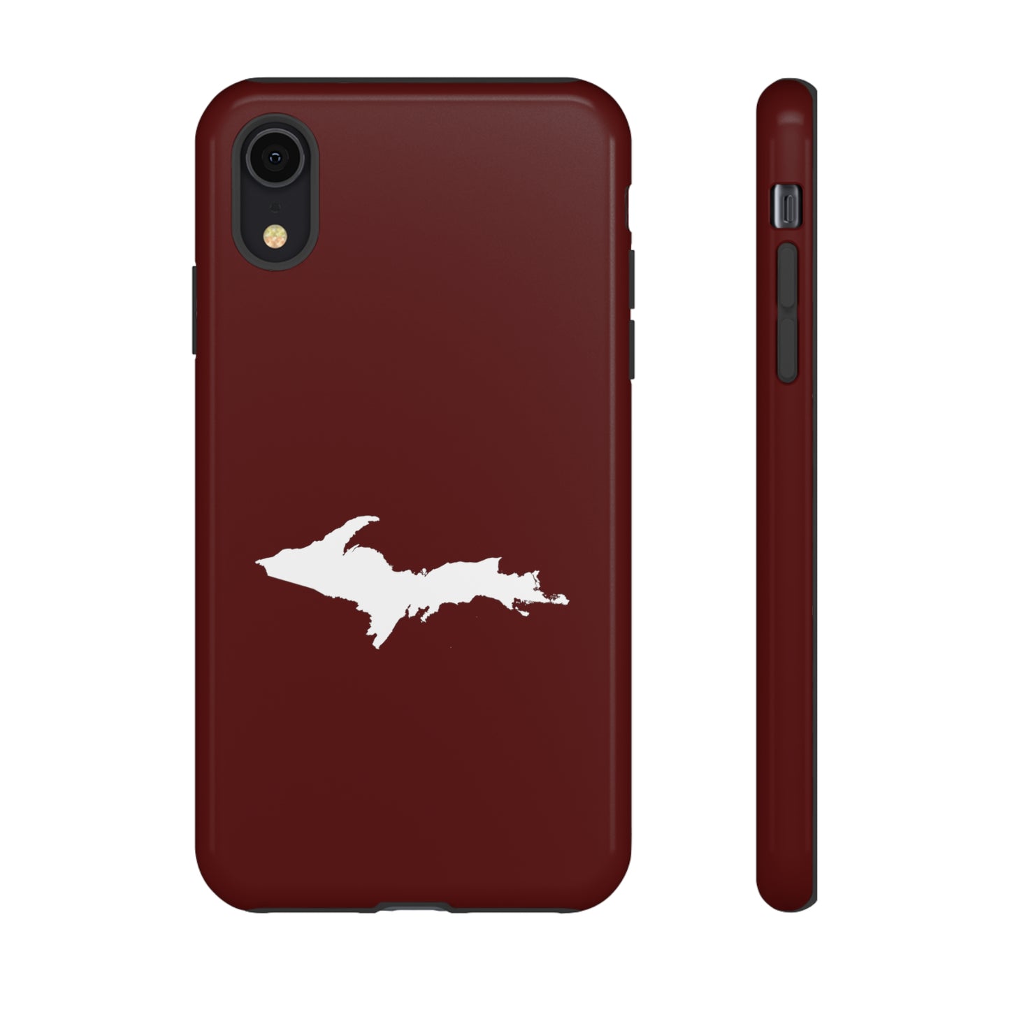 Michigan Upper Peninsula Tough Phone Case (Cherrywood Red w/ UP Outline) | Apple iPhone