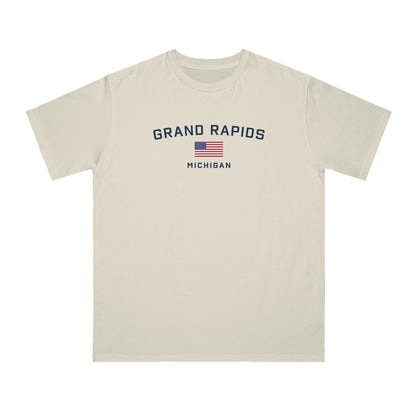 'Grand Rapids Michigan' T-Shirt (w/USA Flag Outline | Organic Unisex