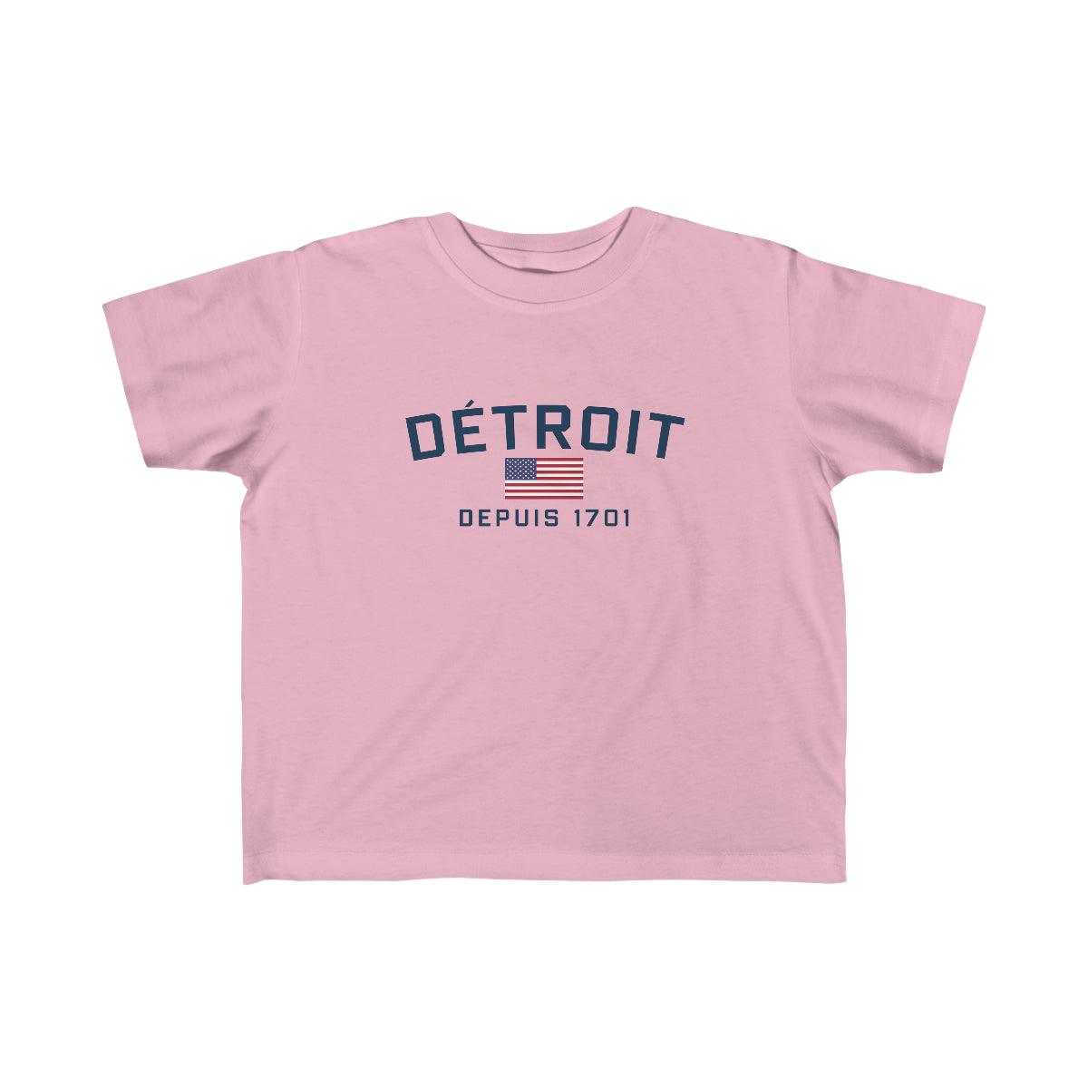 'Détroit Depuis 1701' T-Shirt (w/USA Flag Outline) | Toddler Short Sleeve - Circumspice Michigan