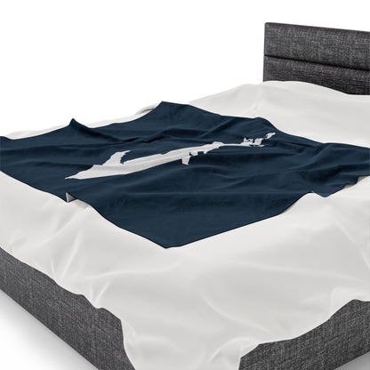 Michigan Upper Peninsula Plush Blanket (w/ UP Outline) | '37 Caddie Blue