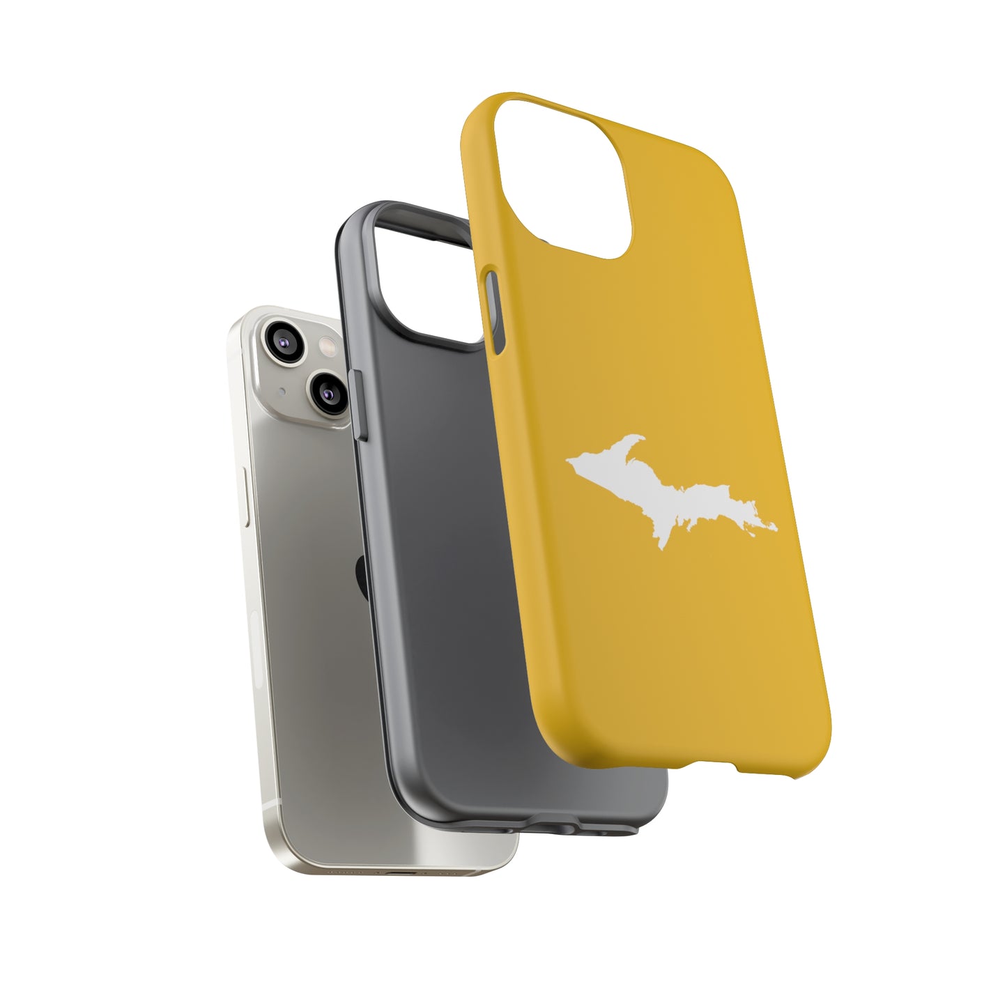 Michigan Upper Peninsula Tough Phone Case (Gold Color w/ UP Outline) | Apple iPhone