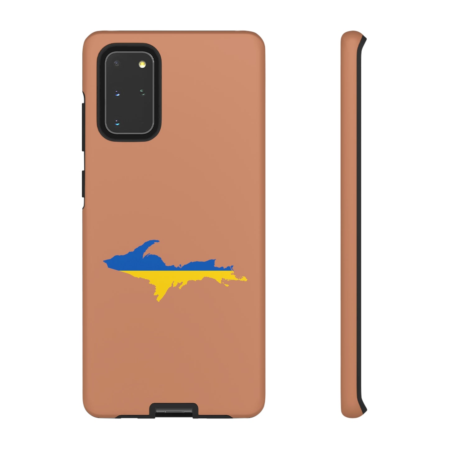 Michigan Upper Peninsula Tough Phone Case (Copper Color w/ UP Ukraine Flag Outline) | Samsung & Pixel Android