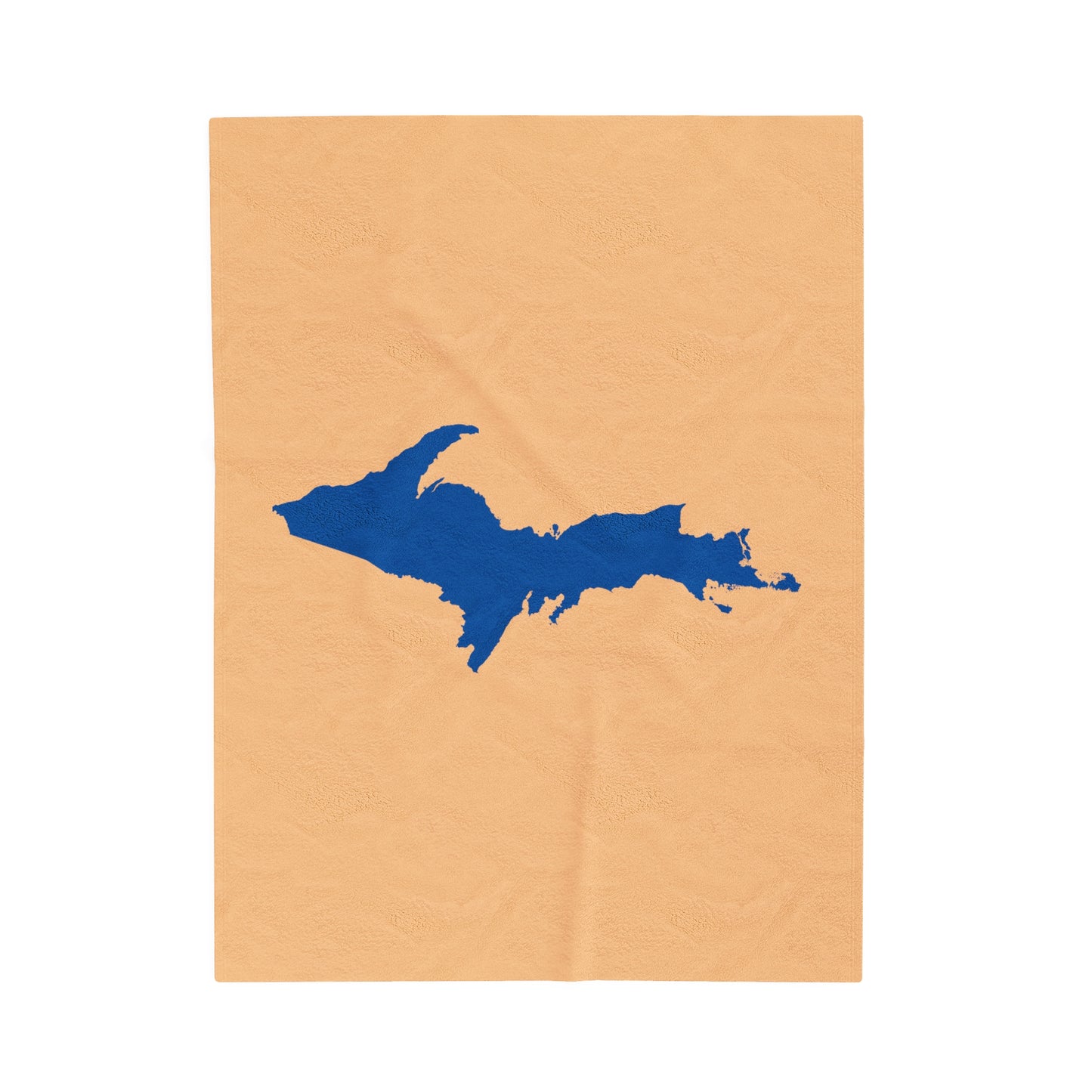 Michigan Upper Peninsula Plush Blanket (w/ Azure UP Outline) | Pale Apricot