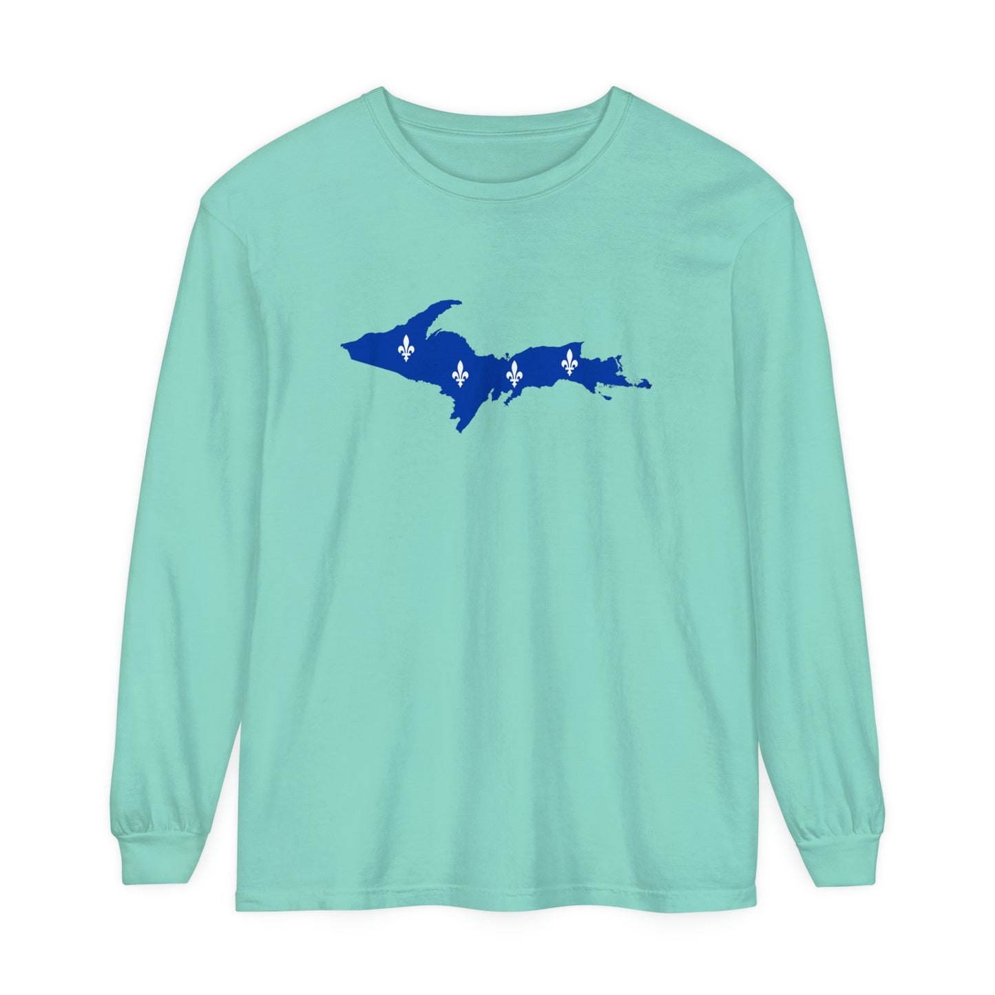 Michigan Upper Peninsula Garment-Dyed T-Shirt (w/ UP Quebec Flag Outline) | Unisex Long Sleeve