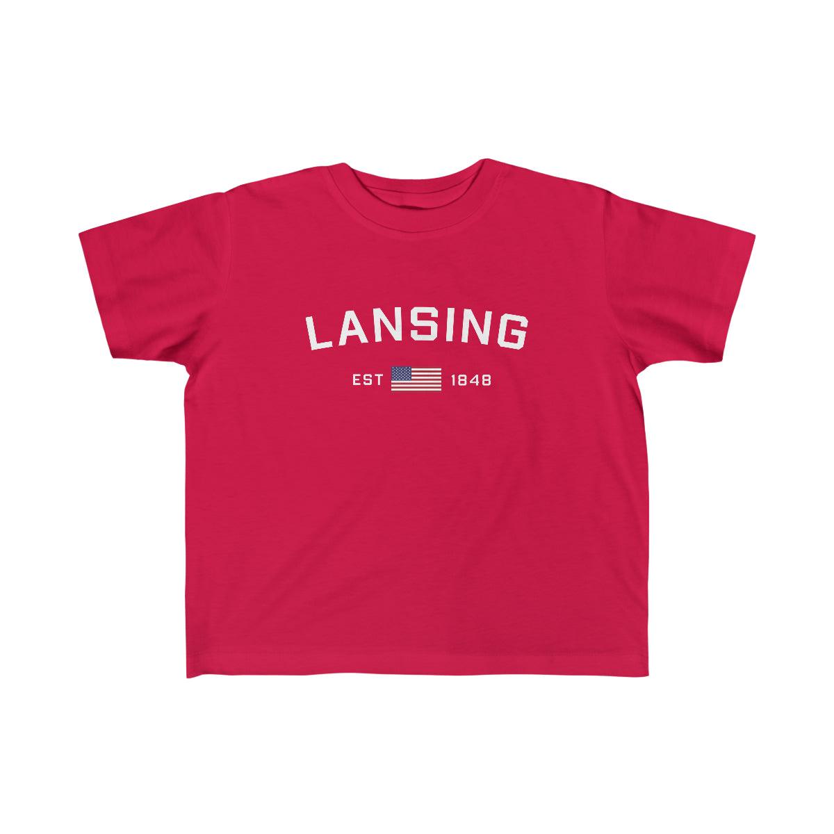 'Lansing EST 1848' T-Shirt  (w/USA Outline Font) | Toddler Short Sleeve - Circumspice Michigan