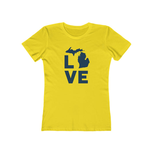 Michigan 'Love' T-Shirt (Geometric Sans Font) | Women's Boyfriend Cut