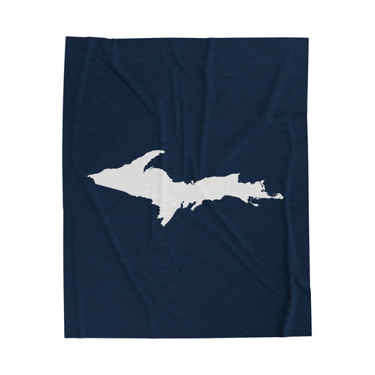 Michigan Upper Peninsula Plush Blanket (w/ UP Outline) | Navy