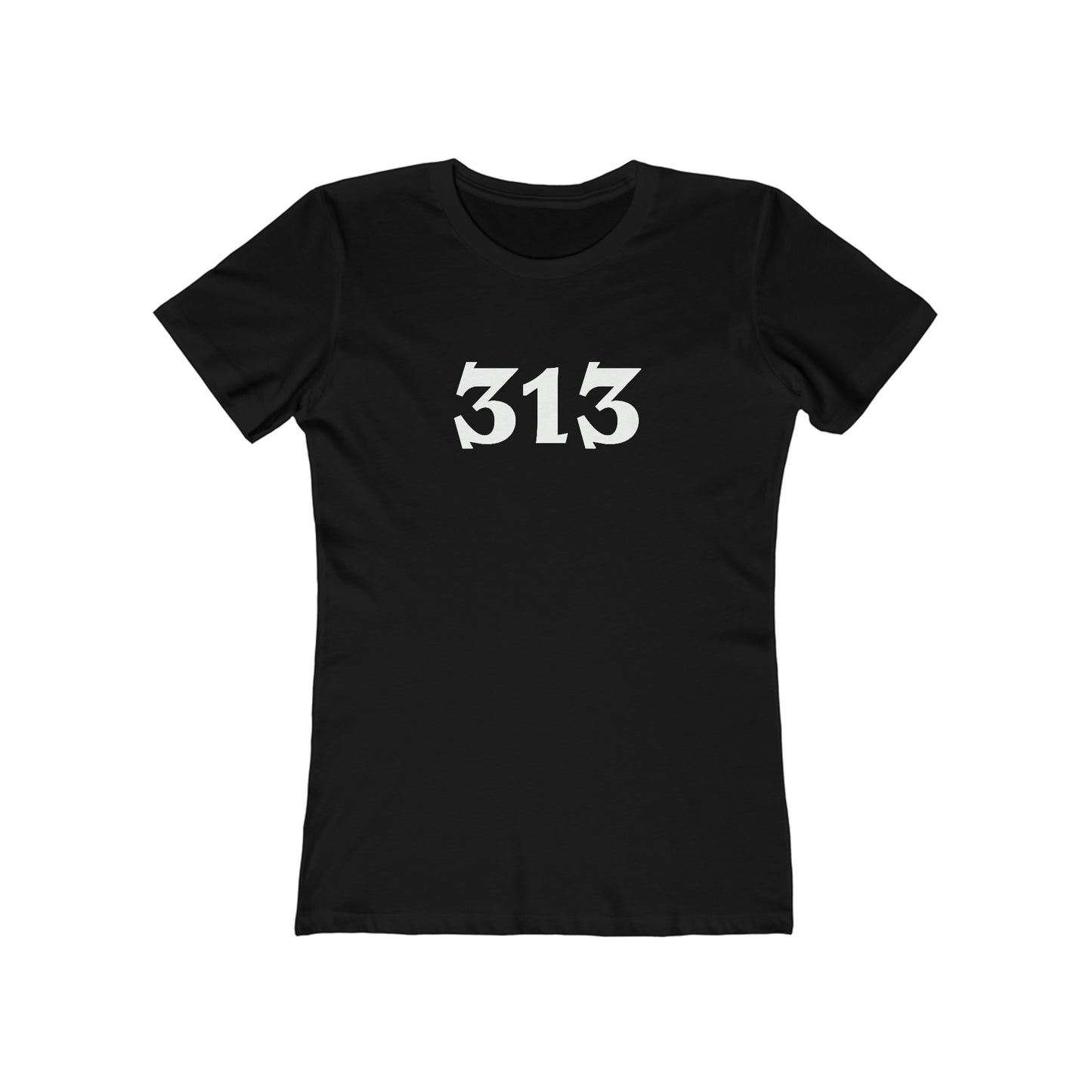 Detroit '313' T-Shirt (Angry Serif Font) | Women's Boyfriend Cut