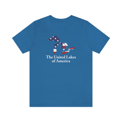 'The United Lakes of America' T-Shirt (w/ Great Lakes USA Flag Outline) | Unisex Standard Fit