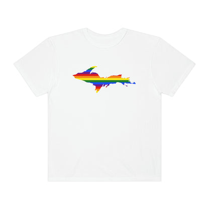 Michigan Upper Peninsula T-Shirt (w/ UP Pride Flag Outline) | Unisex Garment-Dyed