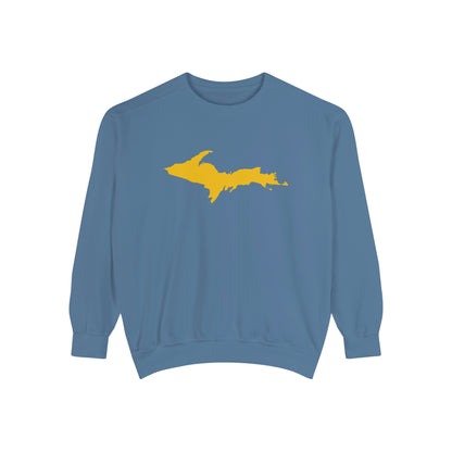 Michigan Upper Peninsula Sweatshirt (w/ Gold UP Outline) | Unisex Garment Dyed