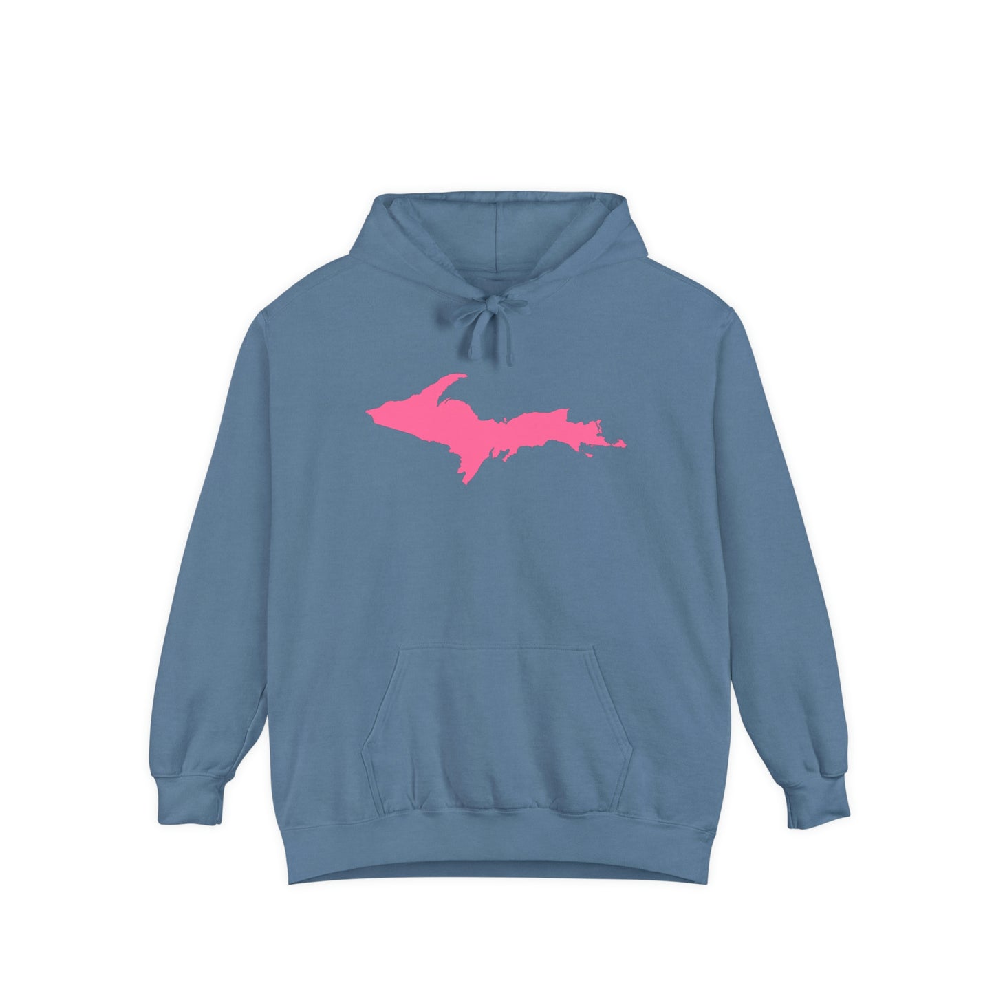 Michigan Upper Peninsula Hoodie (w/ Pink UP Outline) | Unisex Garment-Dyed