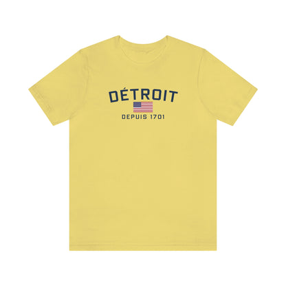 'Détroit Depuis 1701' T-Shirt (w/USA Flag Outline) | Unisex Standard Fit