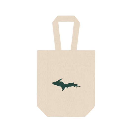 Michigan Upper Peninsula Double Wine Tote Bag (w/ Green UP Outline)