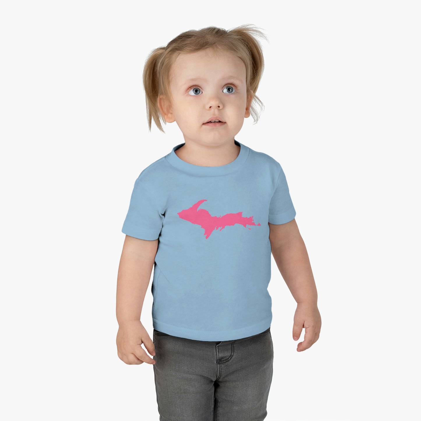 Michigan Upper Peninsula Infant T-Shirt (w/ Pink UP Outline) | Short Sleeve