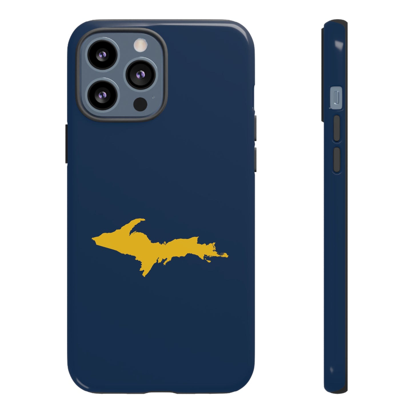 Michigan Upper Peninsula Tough Phone Case (Navy w/ Gold UP Outline) | Apple iPhone