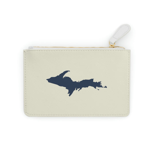 Michigan Upper Peninsula Mini Clutch Bag (Ivory Color w/ Navy UP Outline)