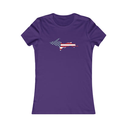 Michigan Upper Peninsula T-Shirt (w/ UP USA Flag Outline) | Women's Slim Fit