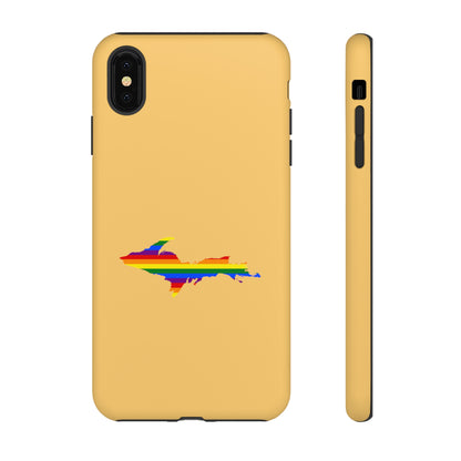 Michigan Upper Peninsula Tough Phone Case (Citrine w/ UP Pride Flag Outline) | Apple iPhone