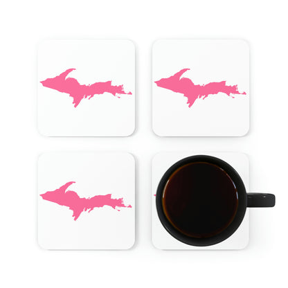 Michigan Upper Peninsula Coaster Set (w/ Pink UP Outline) | Corkwood - 4 pack