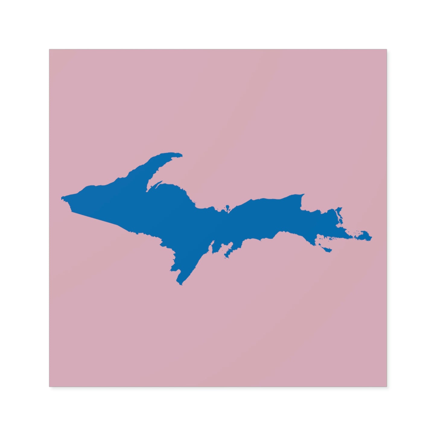 Michigan Upper Peninsula Square Sticker (Pink w/ Azure UP Outline) | Indoor/Outdoor