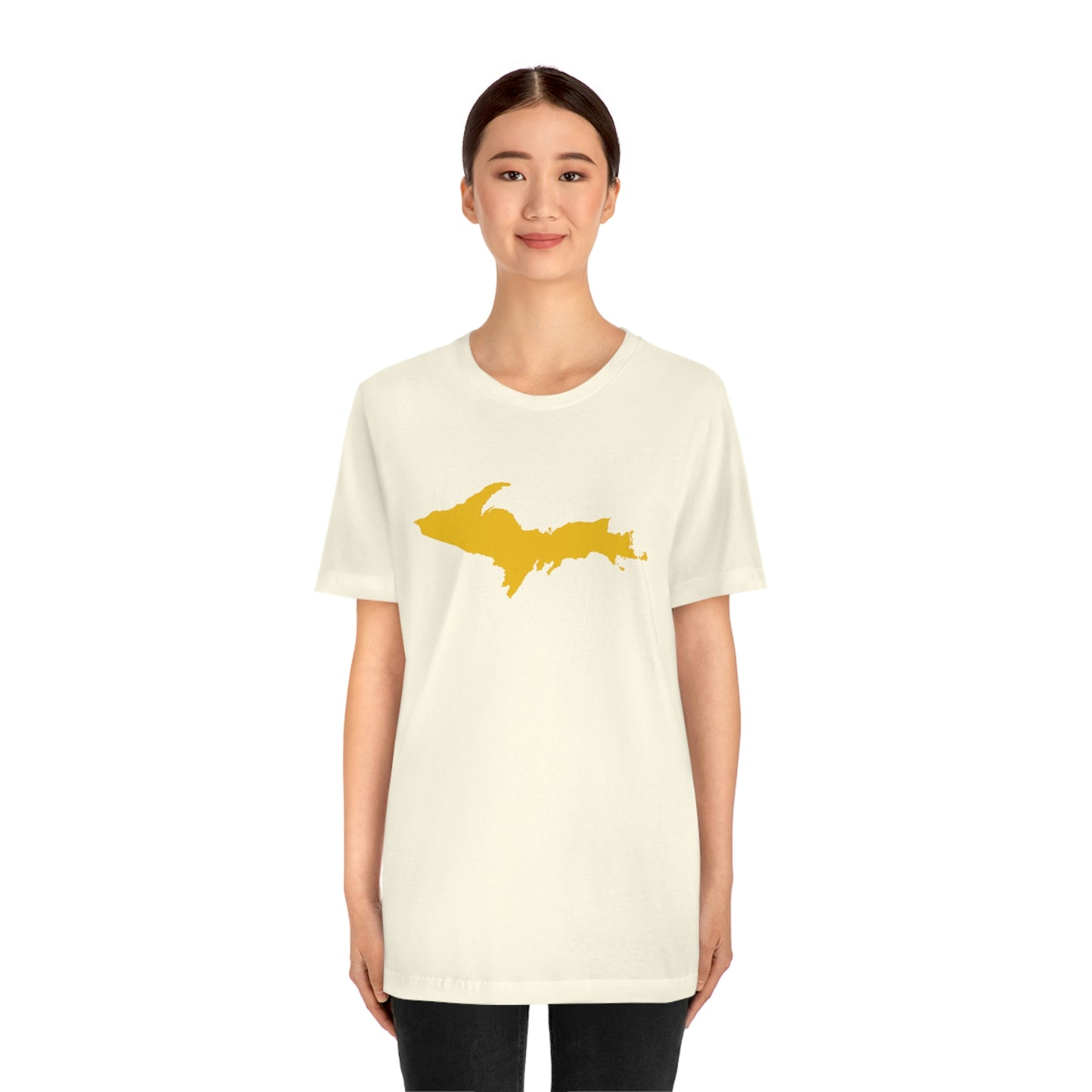 Michigan Upper Peninsula T-Shirt (w/ Gold UP Outline) | Unisex Standard Fit