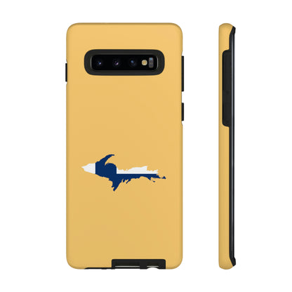 Michigan Upper Peninsula Tough Phone Case (Citrine w/ UP Finland Flag Outline) | Samsung & Pixel Android