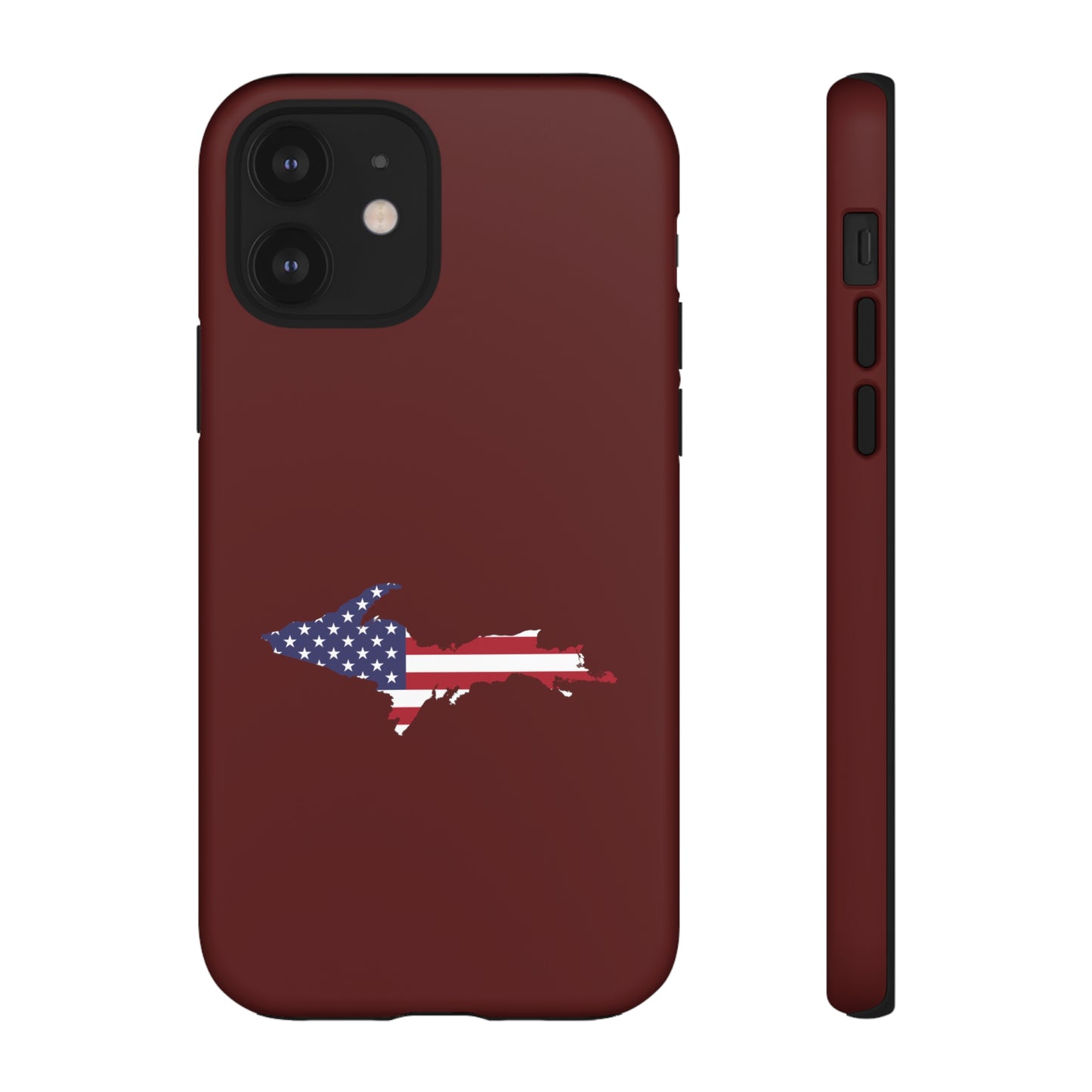 Michigan Upper Peninsula Tough Phone Case (Cherrywood Color w/ UP USA Outline) | Apple iPhone