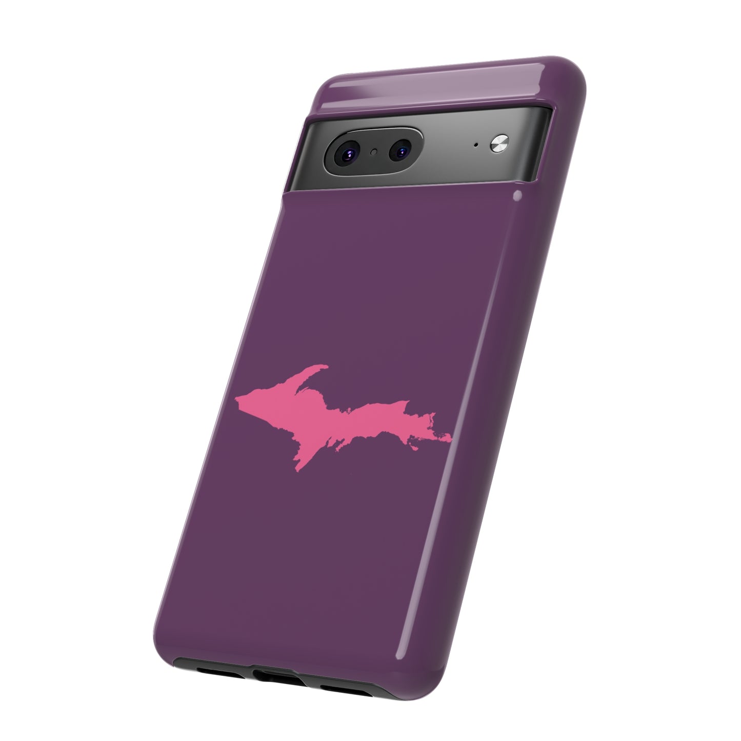 Michigan Upper Peninsula Tough Phone Case (Plum w/ Pink UP Outline) | Samsung & Pixel Android