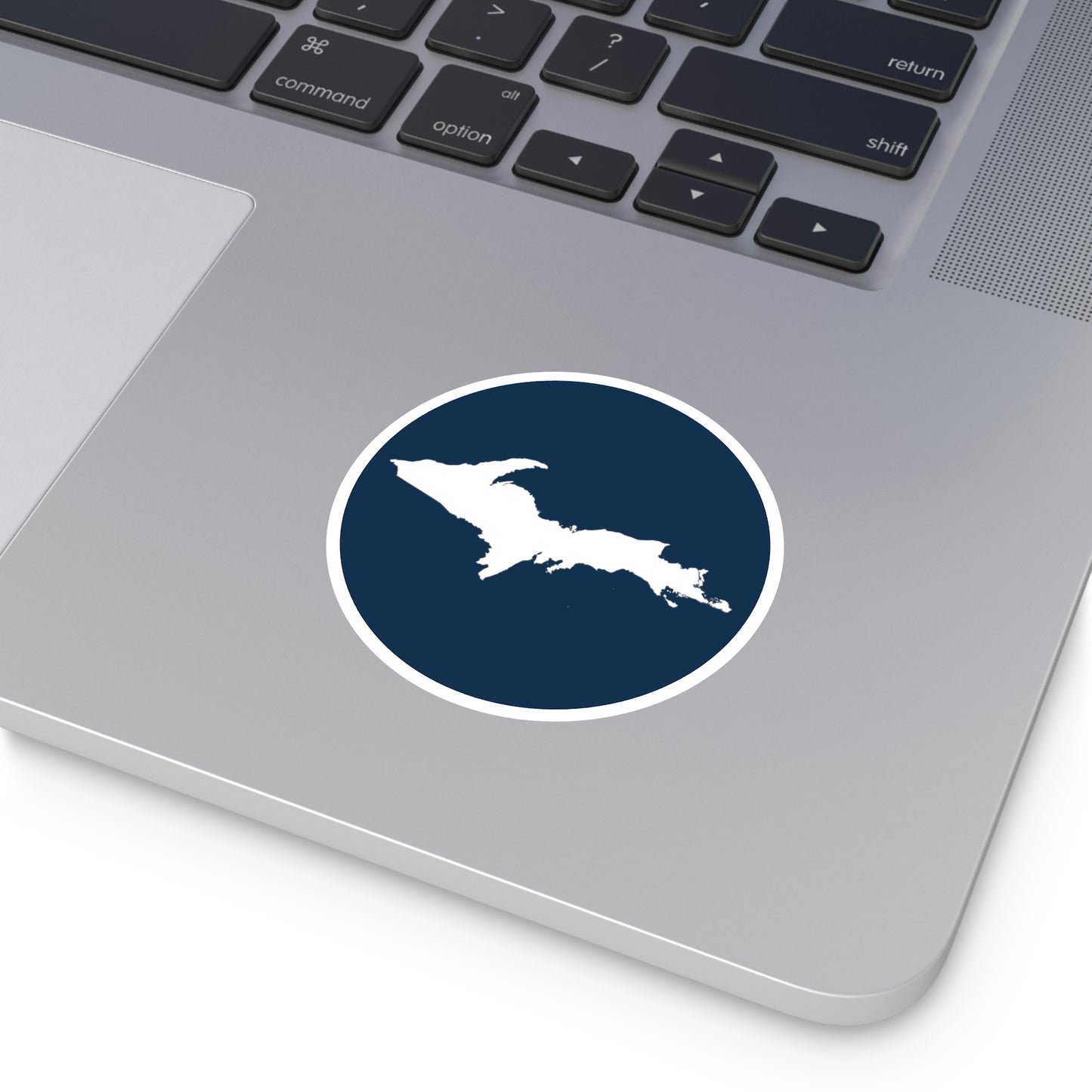 Michigan Upper Peninsula Round Stickers (Navy w/ UP Outline) | Indoor\Outdoor