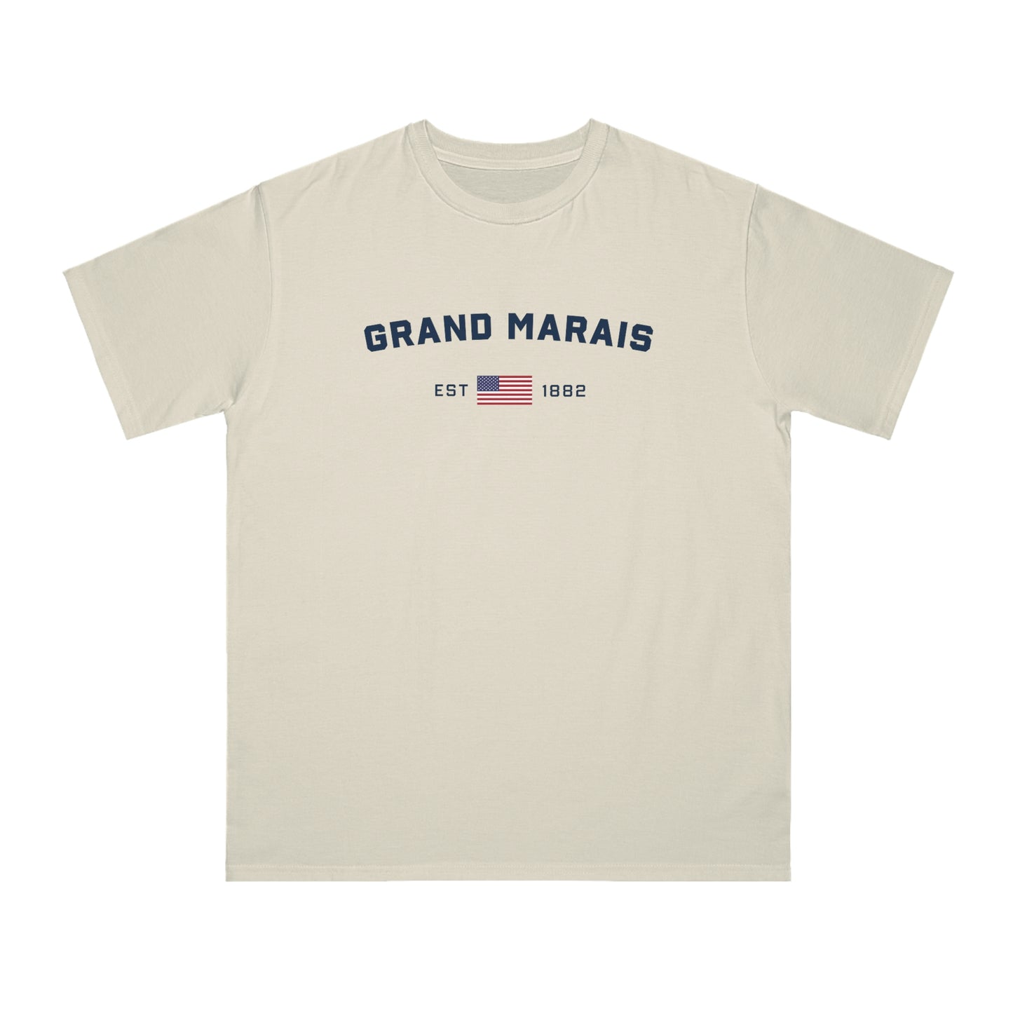 'Grand Marais EST 1882' T-Shirt (w/ USA Flag Outline) | Organic Unisex